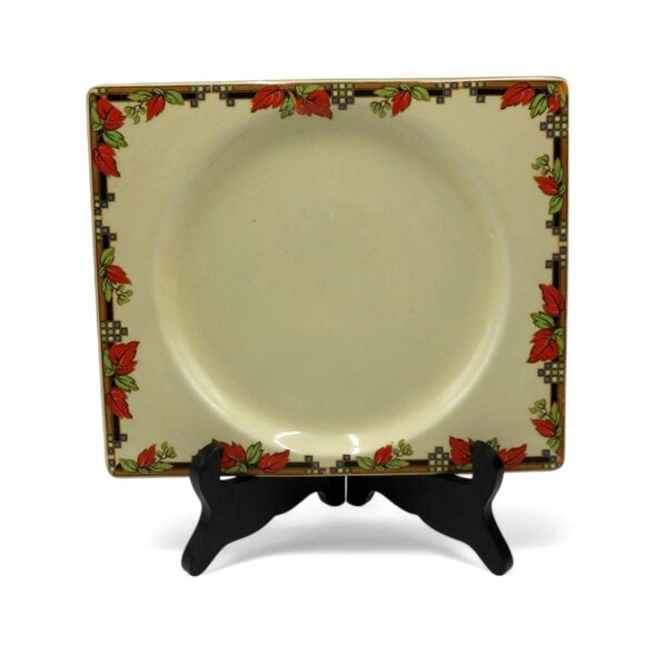 THE BIARRITZ Red Green Leaf Border Plate Royal Staffordshire England Vintage - Picture 11 of 11